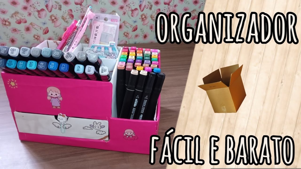 BAGUNÇA NUNCA MAIS! TRANSFORME PAPELÃO EM UM ORGANIZADOR PERFEITO PARA SEUS MARCADORES!