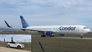 Condor B767 departure to Punta Cana (PLANESPOTTING FROM TOP OF A CAR!!!)