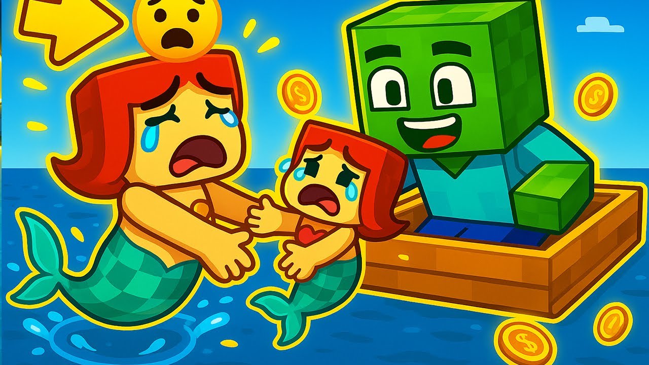 Zombie Boy Rescues Mermaid Mother and Daughter 😢🧜‍♀️ | Minecraft Animation