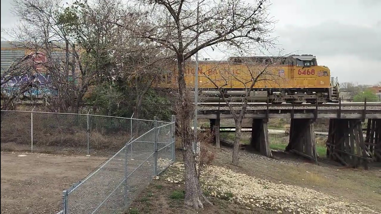 UP 6468 Manifest train at Roosevelt Park San Antonio TX#railfan