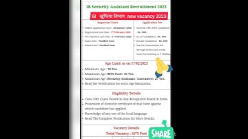 Ib Security Assistant & MTS recruitment 2023