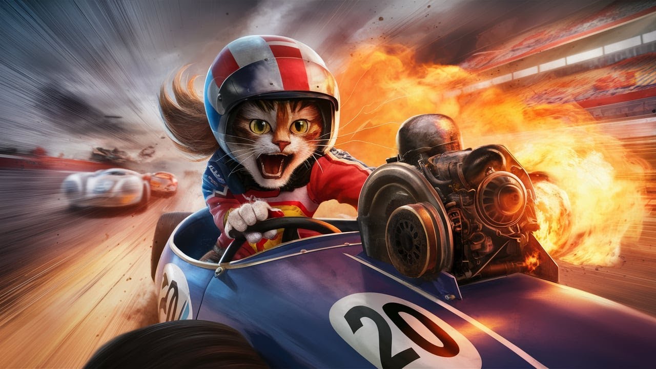 Cat in car racing #cat #aicat #story - YouTube