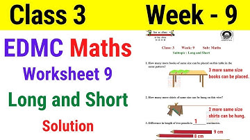 EDMC Class 3 Maths Week 9 Worksheet 9 / Class 3rd maths worksheet 9 Week 9 with solution