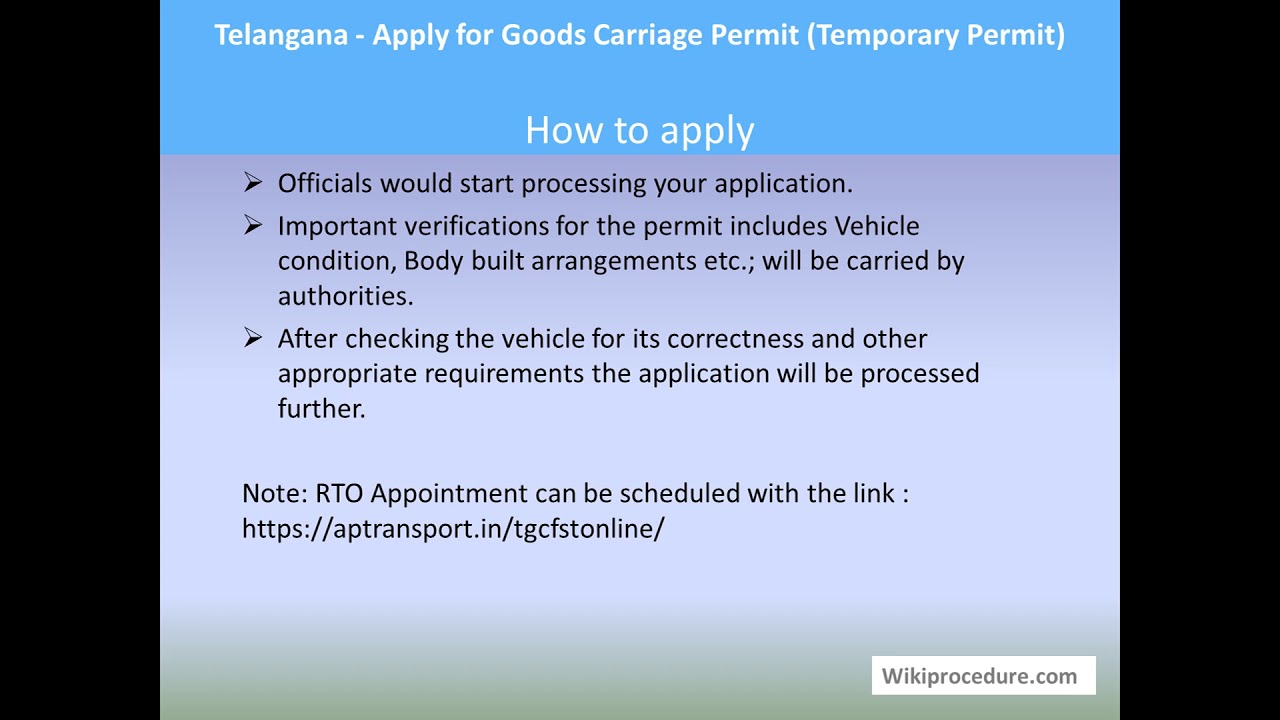 Telangana   Apply for Goods Carriage Permit (Temporary) Permit