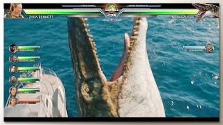 Team Mercenary Vs Mosasaurus, Spinosaurus & Quetzalcoatlus With Healthbars