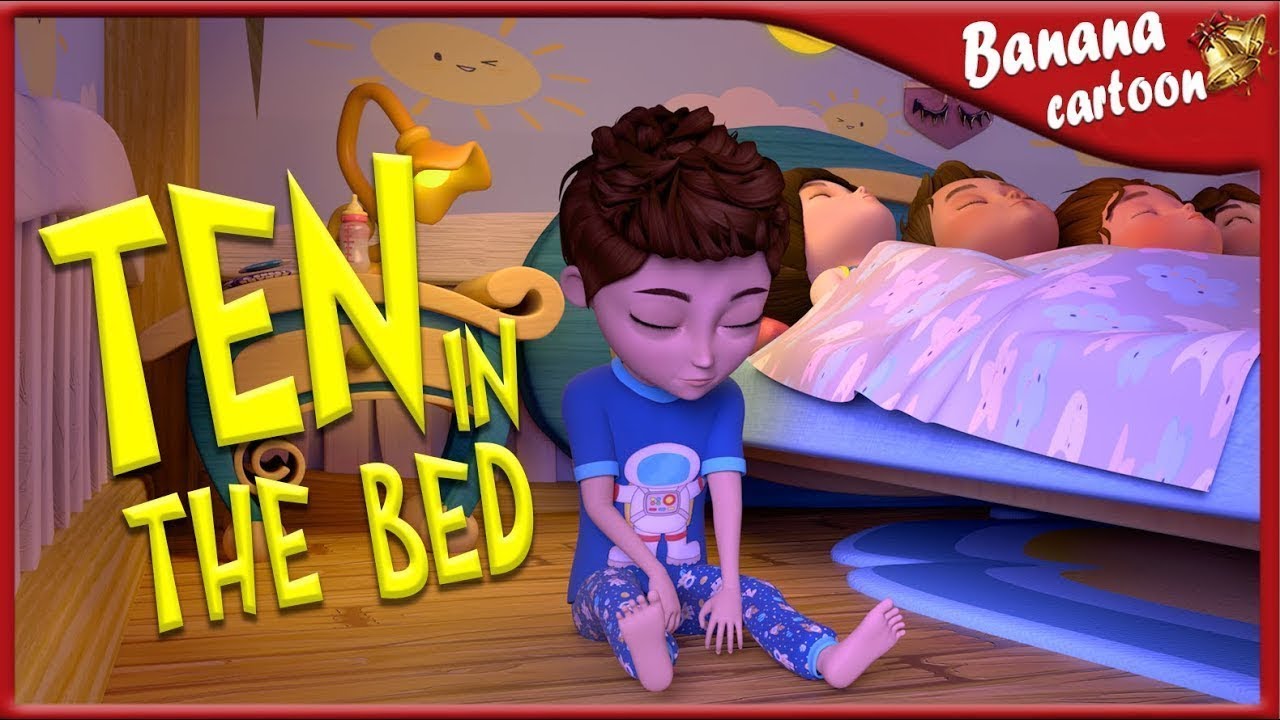 Diez en la Cama -  Canciones Infantiles - Banana cartoon Español