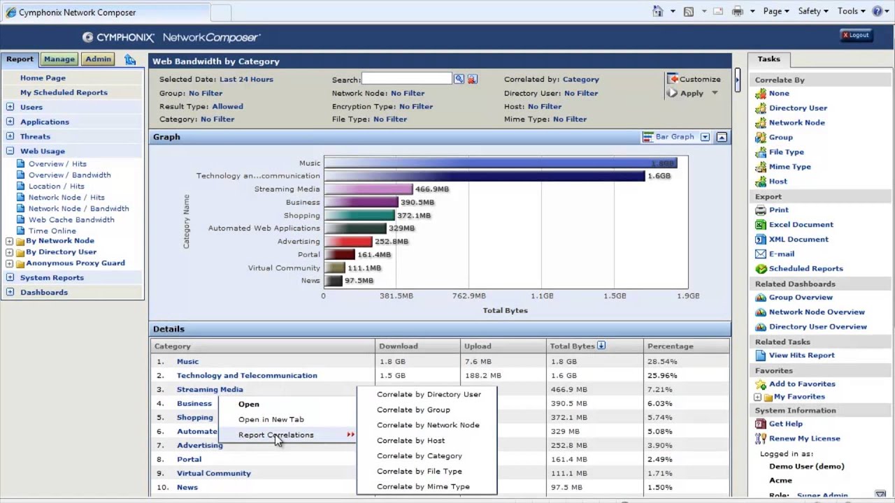 Reporting on Video Streaming with Cymphonix Network Composer