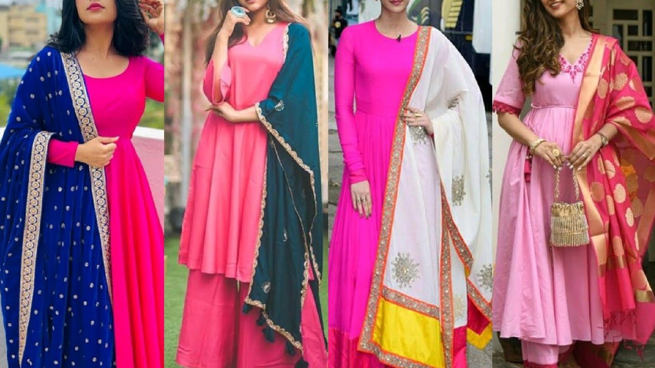 Green ANd Pink Color Combination Straight Long Suit With Dupatta :: MY  SHOPPY LADIES WEAR