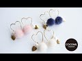 ハートフレーム&ポンポンファーのピアス~Heart frame & pom pom earrings