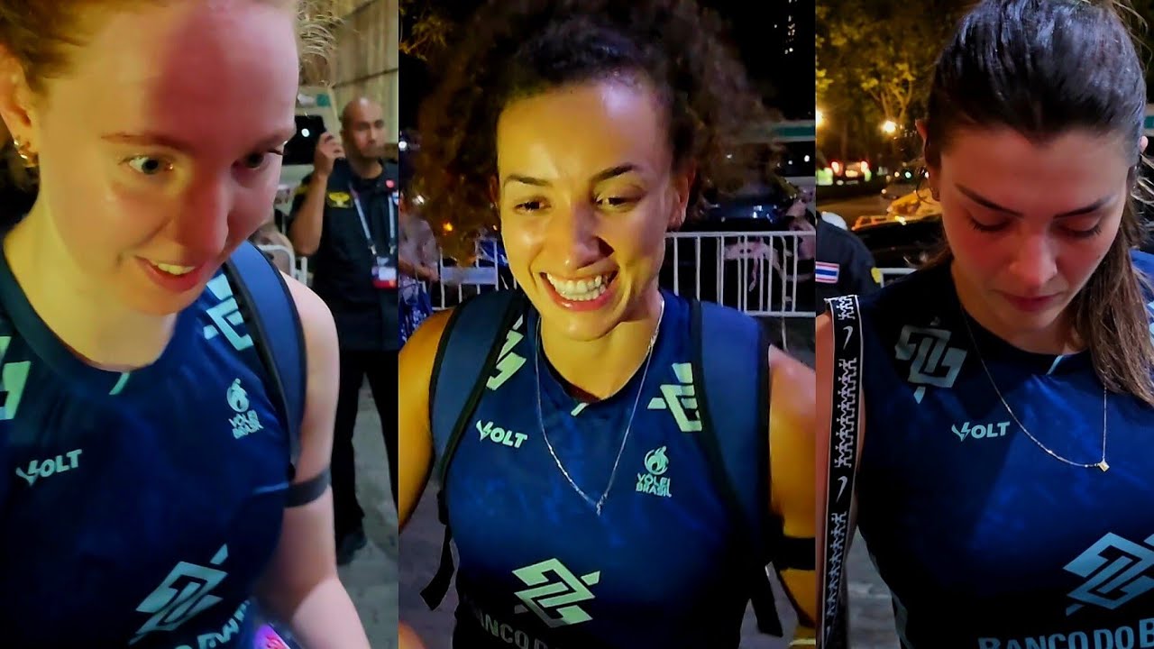 นักวอลเลย์บอลหญิงทีมชาติบราซิลเดินทางกลับหลังซ้อมเสร็จในเย็นวันนี้ 28/08/2025