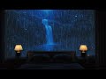 Calm Rain and Waterfall Sounds at Night in a Cozy Bedroom Ambience