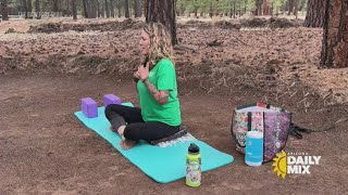 Perfect your tree pose while doing yoga in the pines
