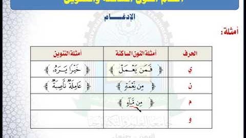 الوحدة الثانية (الإدغــــــام) - مقرر مهارات تلاوة القرآن الكريم
