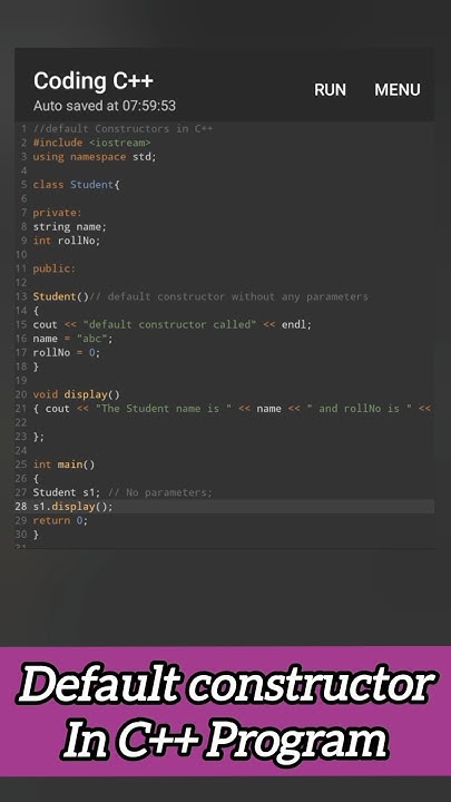 Default Constructor in C++ #default #constructor #cppprogramming - YouTube