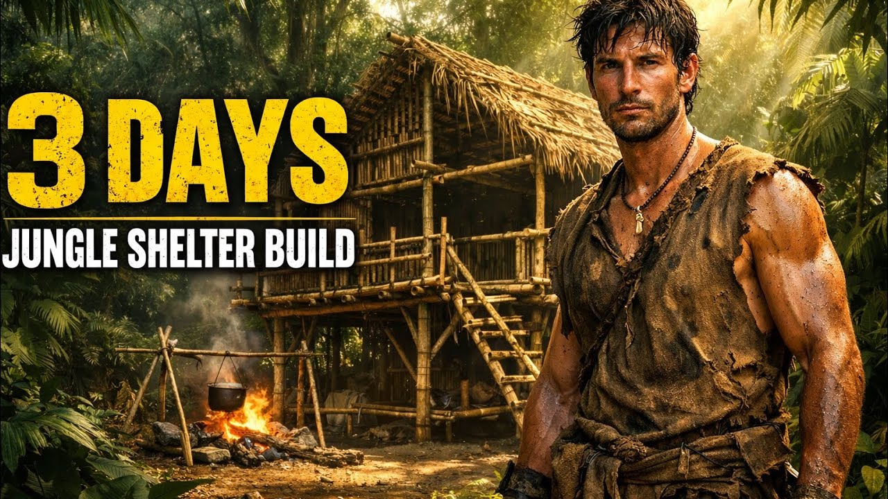 3 days solo bushcraft survival & building shelter in jungle - YouTube