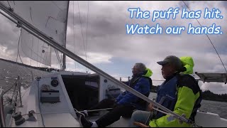 Playing the Puffs - Sailing Upwind in Gusty Air -- Catalina 22 - Jim's Little Boat