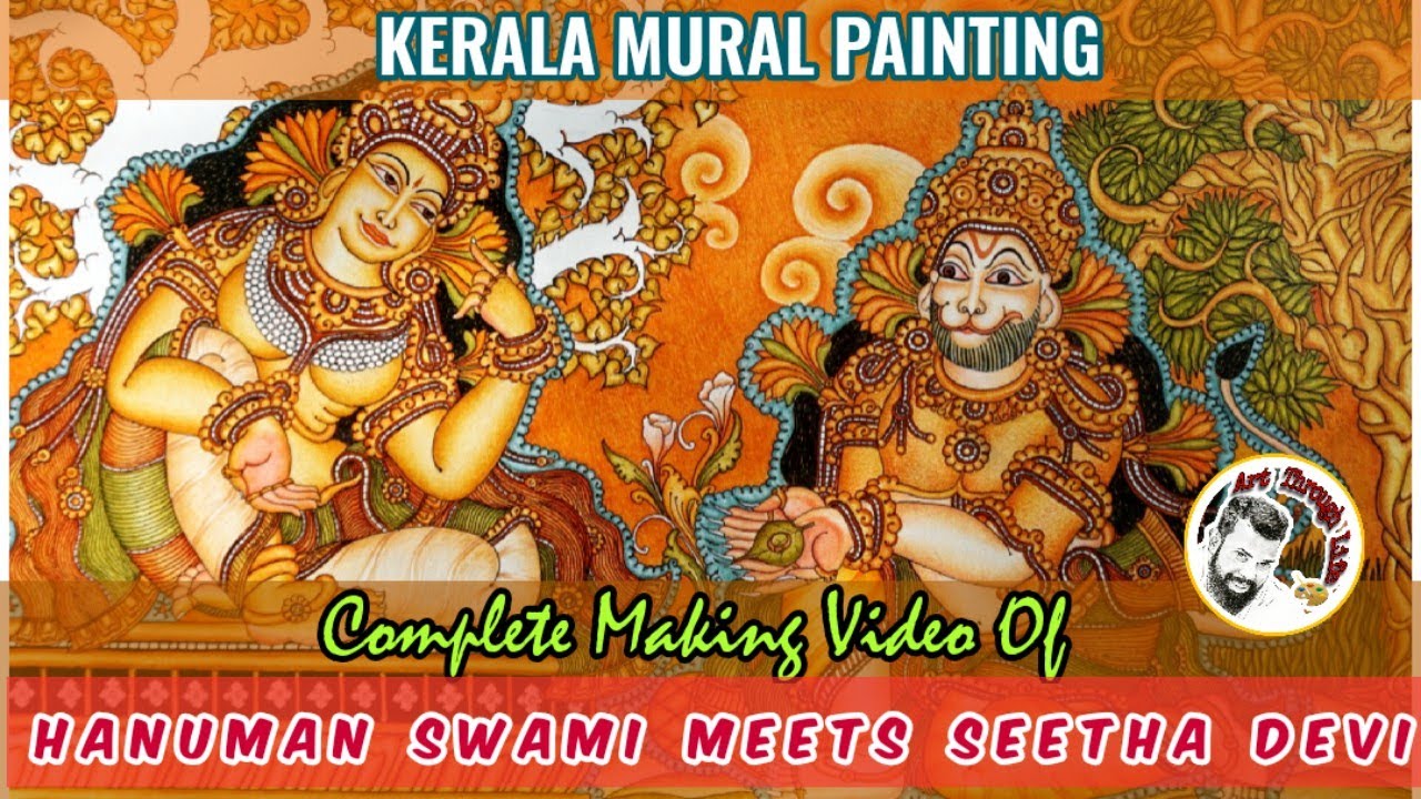 Kerala Mural Painting/HANUMAN Swami meets SEETHA Devi/ Tutorial ...