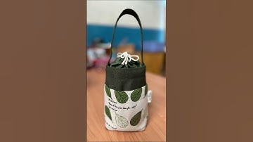 Túi vải bố đựng bình giữ nhiệt mọi kích cỡ Xanh rêu Lá dẹt quai xách tiện dụng