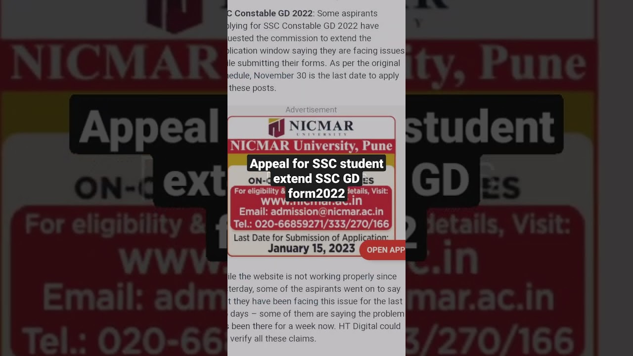Appeal for SSC student extend GD form 2022