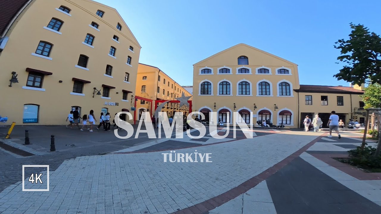 Bulvar AVM, Subaşı Meydanı, Taşhan ve Saathane Meydanı, 4K Yürüyüş Turu- SAMSUN, TÜRKİYE