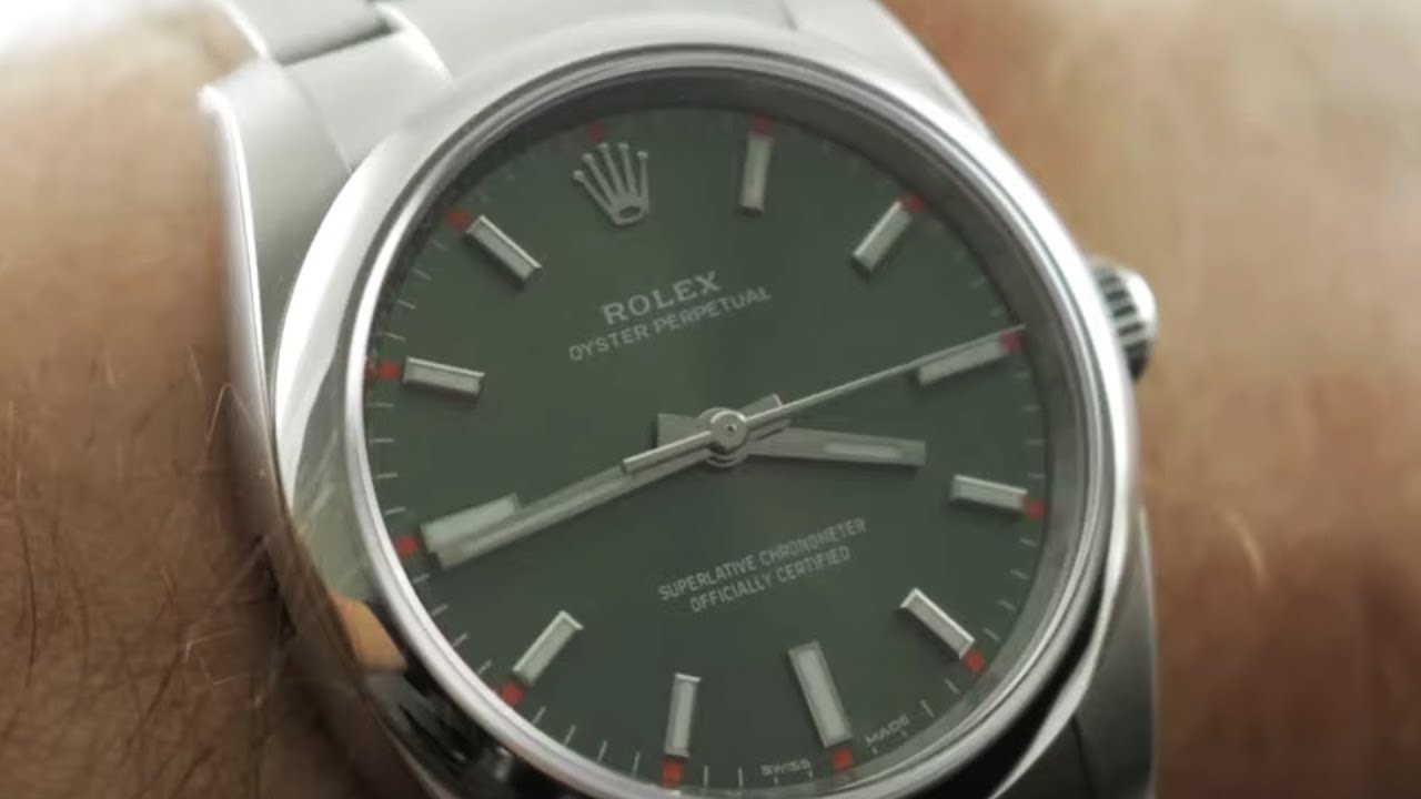 Rolex Oyster Perpetual Green Dial 114200 Rolex Watch Review -