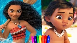 Disney Coloring pages for children Princess of Pacific Moana coloring Book for kids to learn