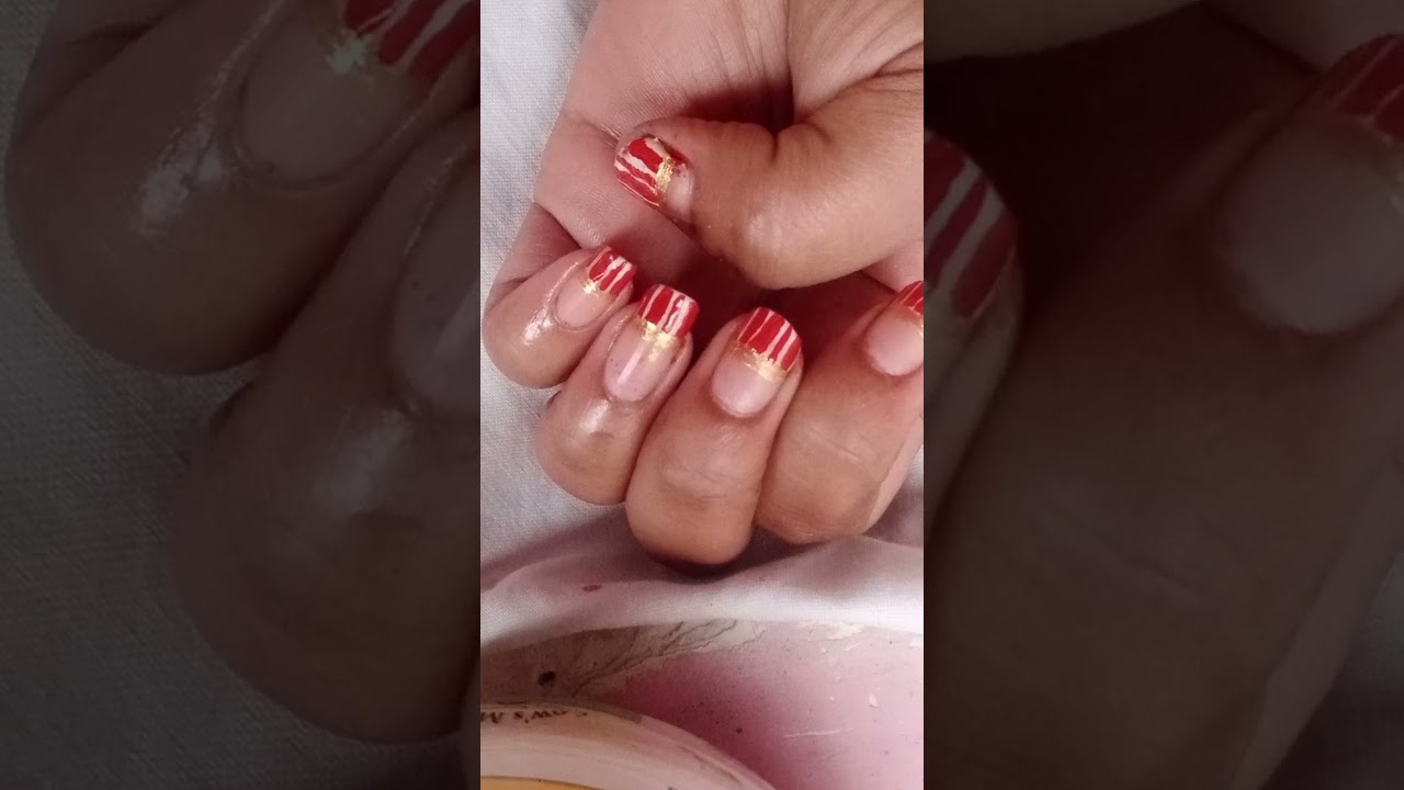 Classic Candy Cane French Tip Nail Art 