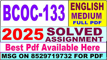 BCOC 133 solved assignment 2025 || bcoc 133 solved assignment 2024-25 in English || ignou bcoc133