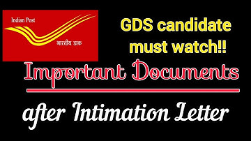 Important documents after Intimation letter || gds joining process ||