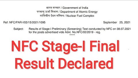 NFC (Nuclear Fuel Complex) Preliminary Test Result 2021 | NFC Stage-I Result Declared