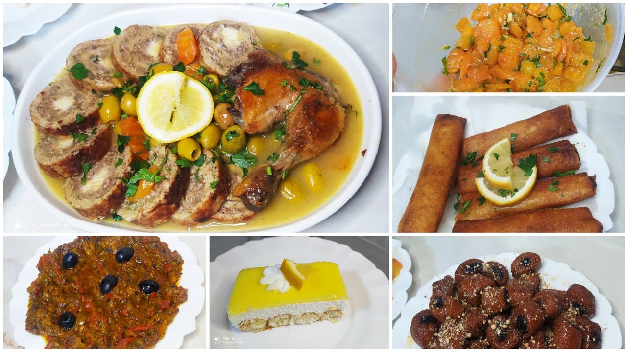 رولي الدجاج بالزيتون جزر مشرمل سلطة ماسيدوان اول يوم رمضان