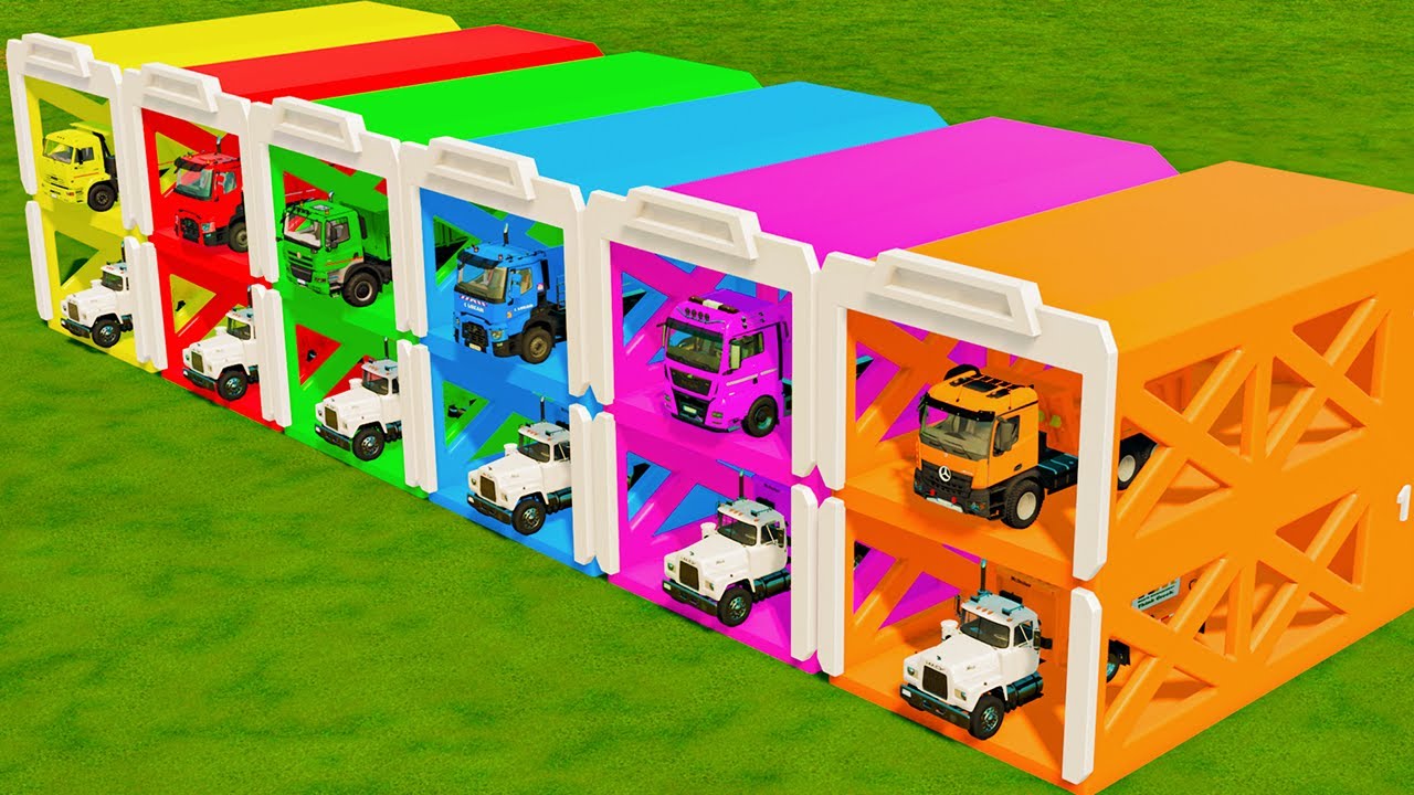 TRANSPORTING DUMP TRUCKS, GARBAGE TRUCKS & FIRE ENGINES WITH TRAIN! - Farming Simulator 22