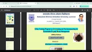 5-Day Training Program On Composting Vermicomposting For Sustainable Organic Waste Management