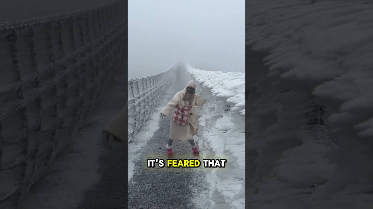 Filming on an icy bridge in freezing winds? 😱 Risking it all for content! 