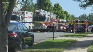 Man shot, crashes car into house; fire starts