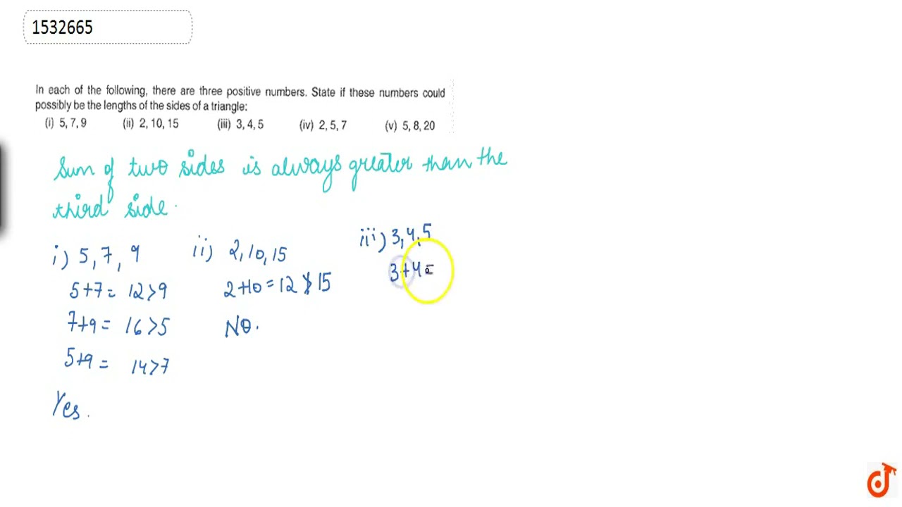 In each of the following, there are three positive numbers. State if these  numbers could possibl... - YouTube