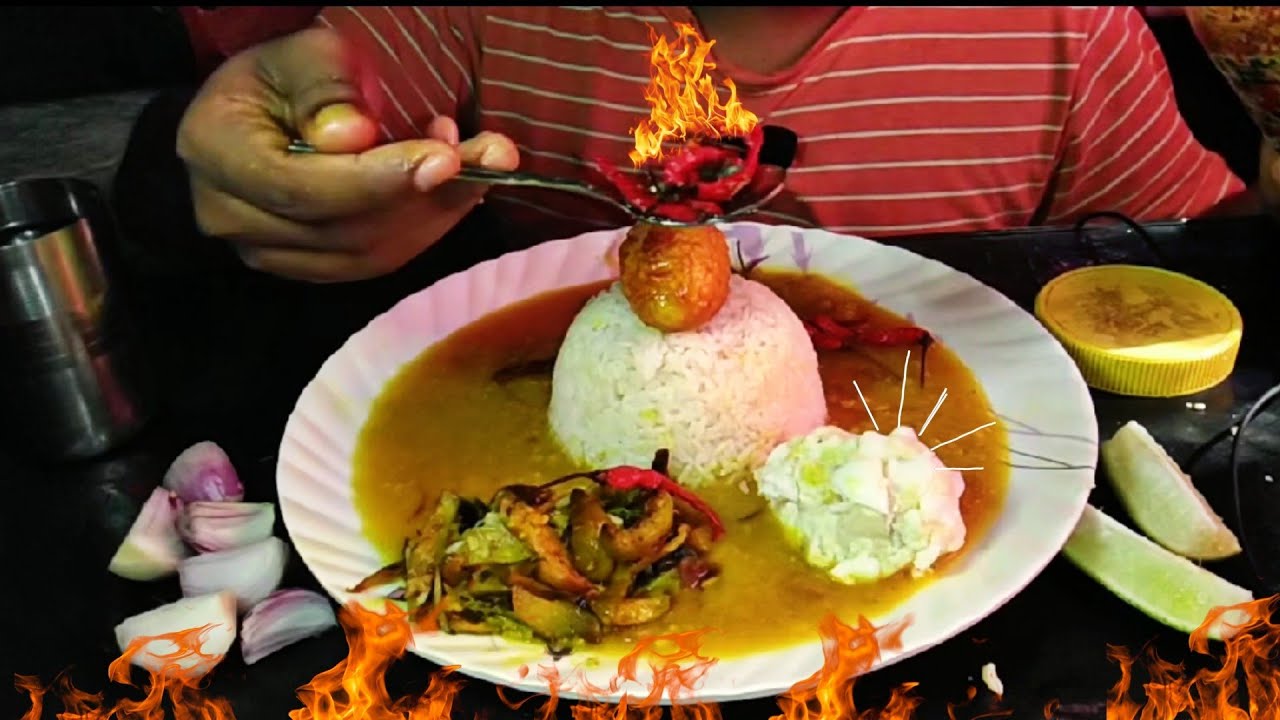 EATING DAAL VAT AALU BHARTA EGG MIX VEG ONION & LEMON