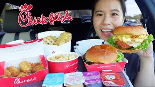Chick-fil-A Mukbang!! (Spicy chicken sandwich, mac &amp; cheese, fries, &amp; nuggets)