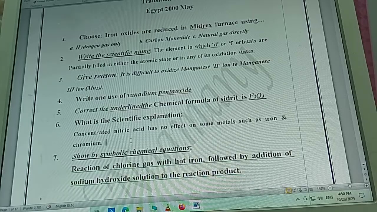 Exam transition year 2000 senior 3 