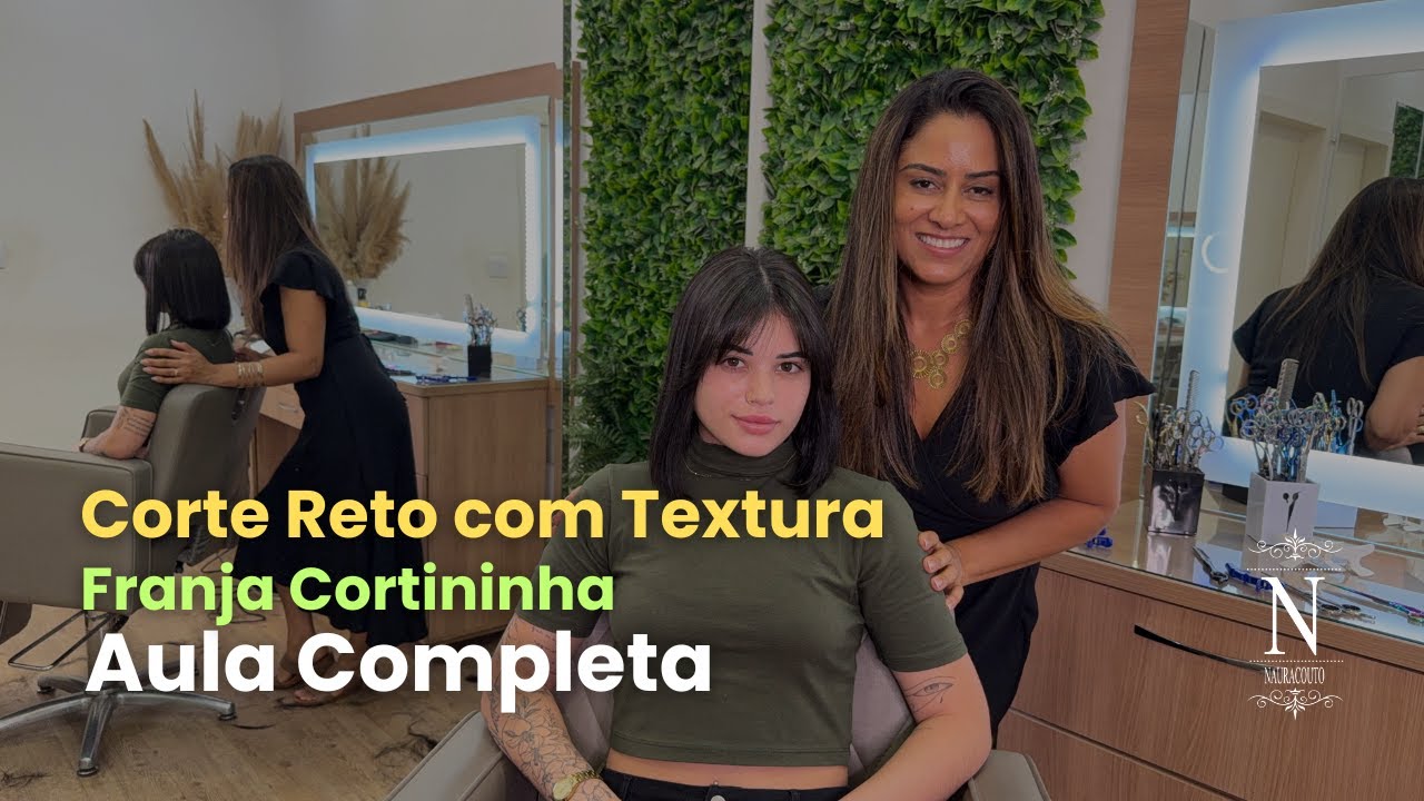 #cortefeminino reto com textura + #franja cortininha | Aula Detalhada