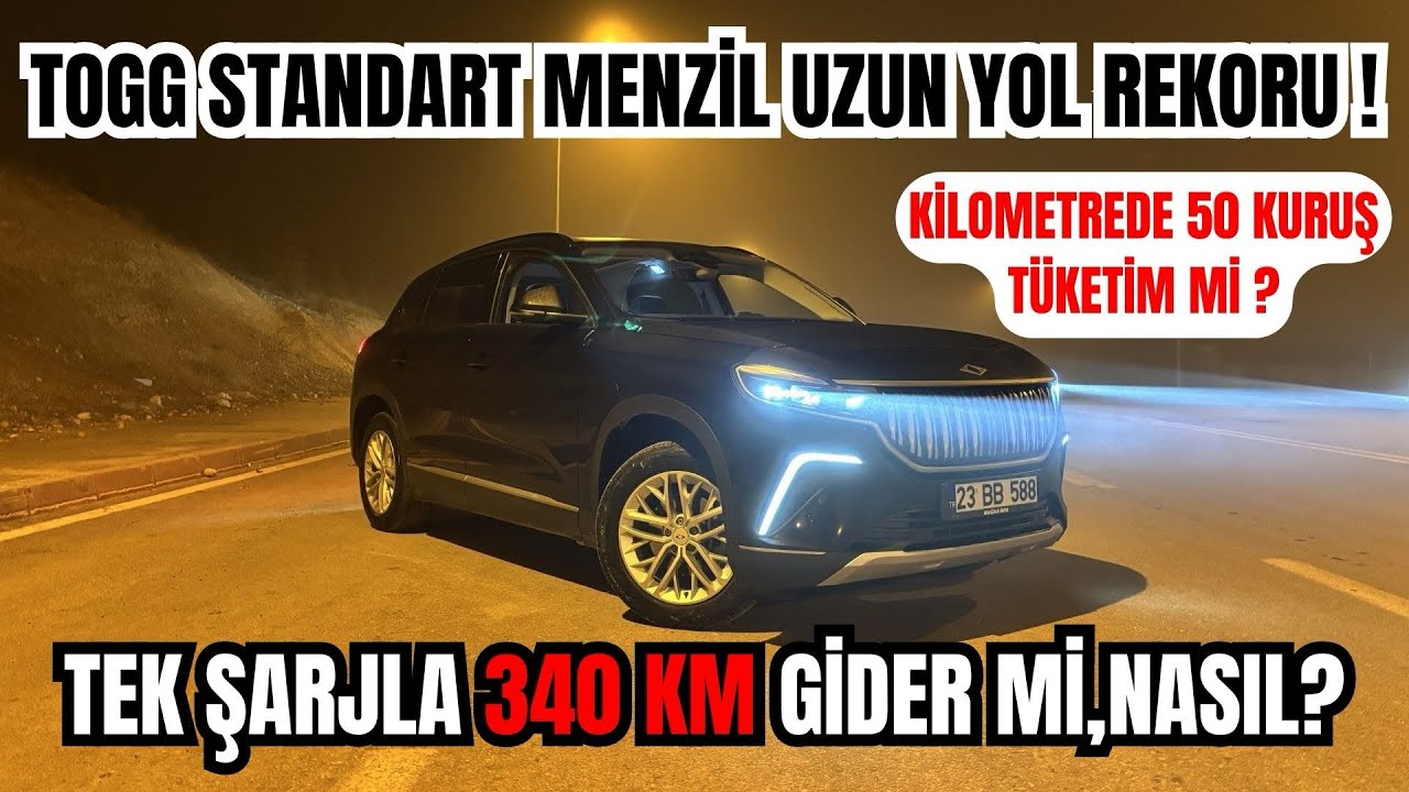 Standart Menzil TOGG ile Uzun Yol Rekoru ! / Tek Şarj ile 340 Km Mümkün⚡️ / Km Maliyeti 50 Kuruş 😳