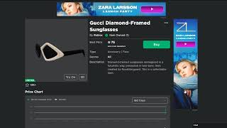 ROBLOX GUCCI DIAMOND FRAMED SUNGLASSES HACKED? (75 ROBUX)