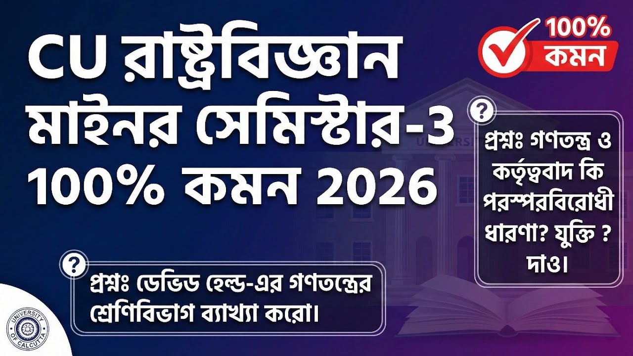 CU 3rd semester political science minor suggestion 2026 | CU 3rd semester political science minor