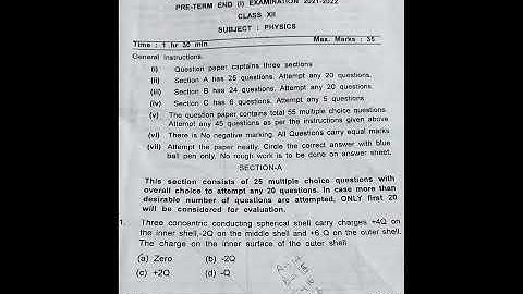 MCQ 12th board Physics term-1 QUESTION PAPER 2021-22 preboard question paper PART-1