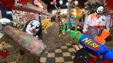 Nerf War in Japan | vs Clown  ( POV / nerf first person shooter)