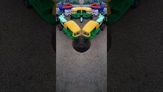 green tractor yellow jcb pushing autorickshawand red ylw car pit🤯#jcbjcb #jcb #jcbvideo #vairal 🕳️🛺