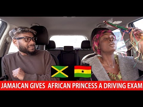 Jamaican Gives  African Princess A Driving Exam 
