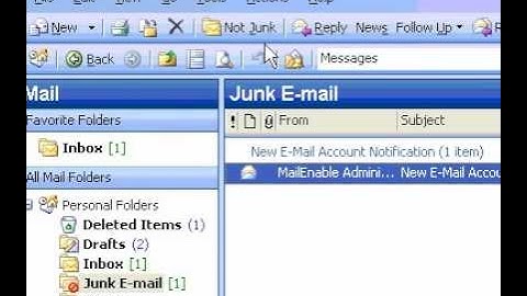 Microsoft Office Outlook 2003 Mark a message as not junk