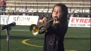 7 year old Trumpet Prodigy The Star Spangled Banner Queen Judy Dove Alleva