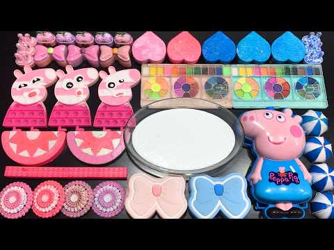 RELAXING WITH PEPPA PIG VS COLORFUL SLIME ! Mixing MAKEUP, CLAY & Glitter into GLOSSY Slime !!!